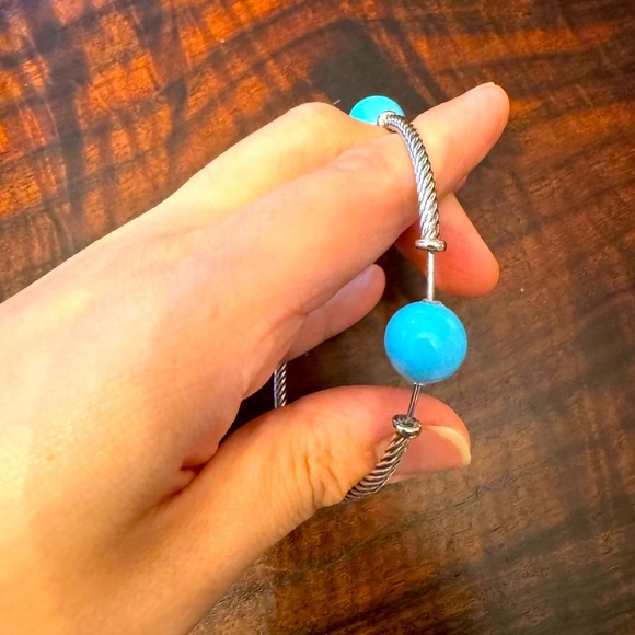 David Yurman Turquoise Bead Station Bangle Bracelet - Picture 5 of 5